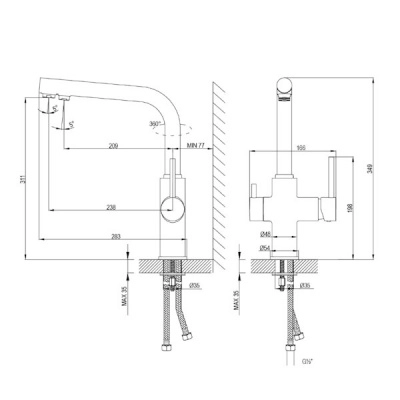 смеситель с подключением к фильтру lemark comfort lm3060c хром