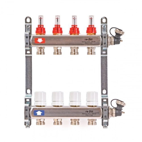 коллектор uni-fitt 12 выходов с расходомерами и дренажным клапаном