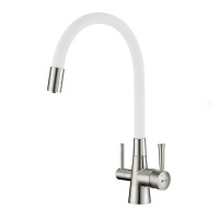 Смеситель с подключением к фильтру Lemark COMFORT LM3075BN-White никель/белый
