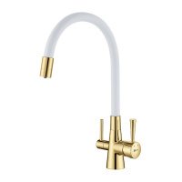 Смеситель с подключением к фильтру Lemark COMFORT LM3075G-White золото/белый