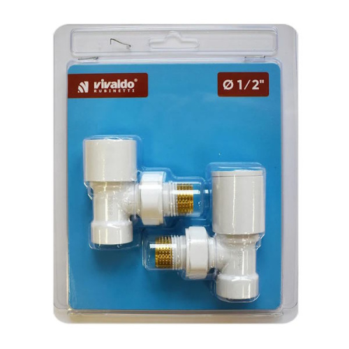 Комплект подключения радиатора угловой 1/2" белый в блистере VIVALDO фото 2 комплект подключения радиатора угловой 1/2" белый в блистере vivaldo фото 2