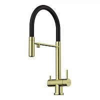  смеситель для кухни omoikiri kanto pvd-lg светлое золото/черный