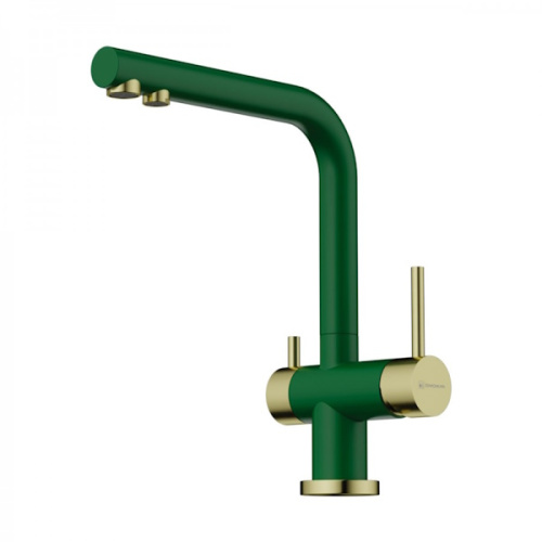  смеситель для кухни omoikiri nagano rg-lg royal green/светлое золото