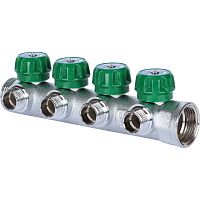 коллектор регулирующий stout 1" 4 отвода 1/2" плоское уплотнение