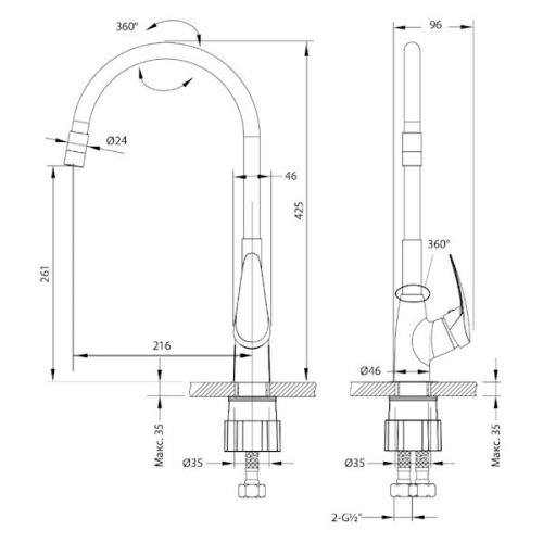 смеситель для кухни lemark linara lm0415c-black хром/черный фото 2