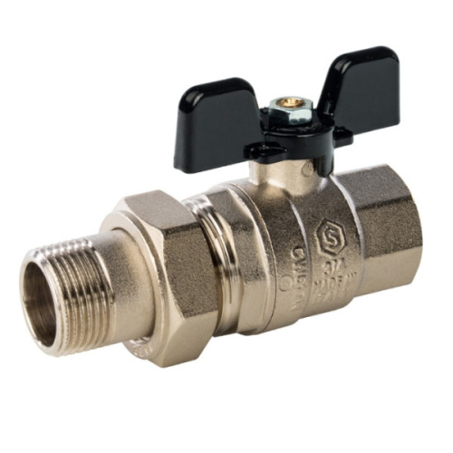кран шаровой полнопроходной stout с "американкой" вр/нр бабочка 3/4"