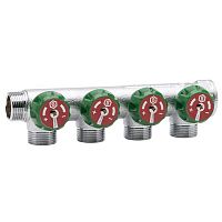 коллектор регулирующий stout 3/4" 4 отвода 1/2" плоское уплотнение