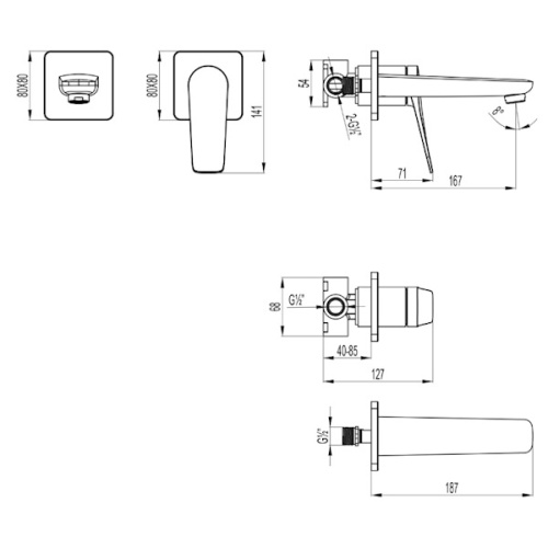 Смеситель встраиваемый для раковины Lemark BRONX LM3736GM графит фото 2 смеситель встраиваемый для раковины lemark bronx lm3736gm графит фото 2