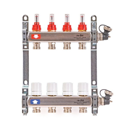 коллектор uni-fitt 10 выходов с расходомерами и дренажным клапаном