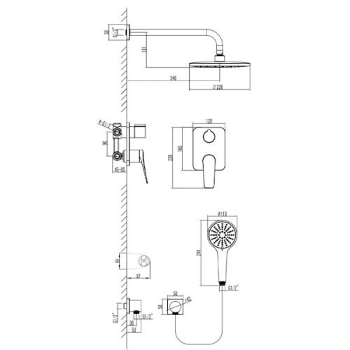 встраиваемая душевая система lemark bronx lm3729bl черный фото 2