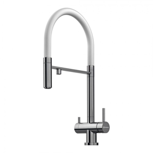  смеситель для кухни omoikiri kanto bn-wh нержавеющая сталь/белый