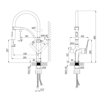 смеситель с подключением к фильтру lemark bronx lm3761gm графит