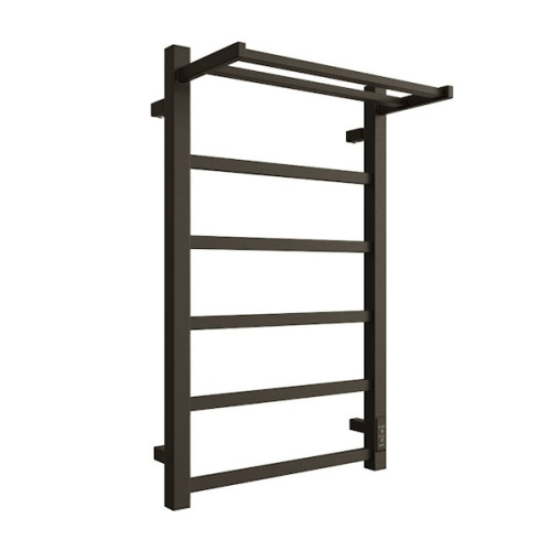 полотенцесушитель stout электрический jazz quadro 80*50 черный матовый с полкой фото 2