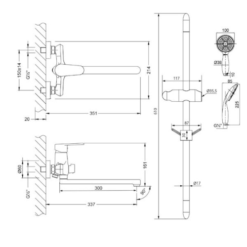 Комплект с универсальным смесителем Lemark POINT LM0379C хром фото 2 комплект с универсальным смесителем lemark point lm0379c хром фото 2