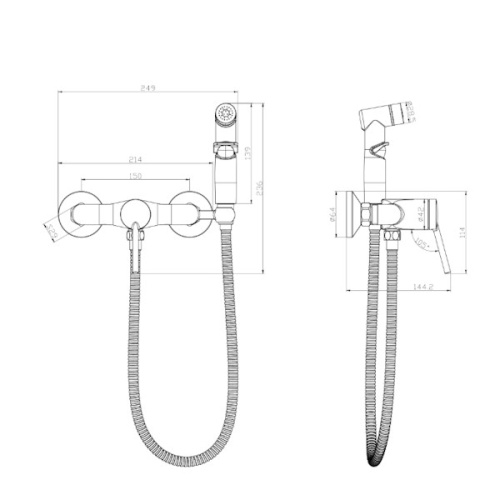 Смеситель настенный с гигиеническим душем Lemark MINIMA LM3818C хром фото 2 смеситель настенный с гигиеническим душем lemark minima lm3818c хром фото 2