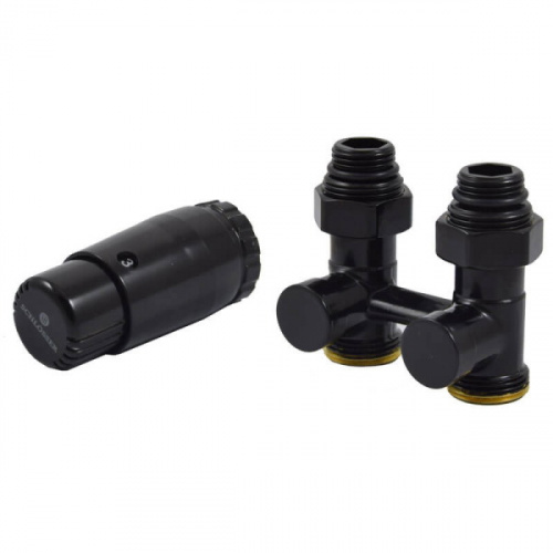 комплект нижнего подключения schlosser standard прямой ral 9005 3/4 с термоголовкой