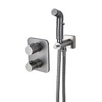 смеситель встраиваемый с гигиеническим душем lemark bronx lm3740gm графит