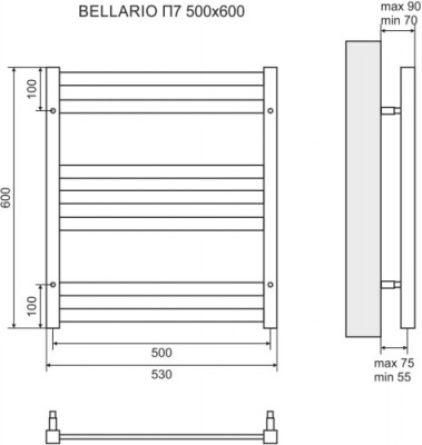 полотенцесушитель электрический lemark bellario п7 500х600