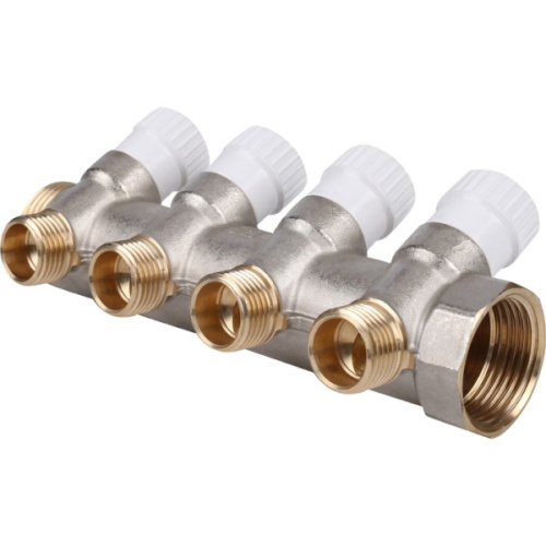 Коллектор распределительный STOUT 1" 4 отвода 1/2" плоское уплотнение коллектор распределительный stout 1" 4 отвода 1/2" плоское уплотнение