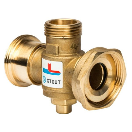 Термостатический смесительный клапан STOUT G 1"1/2M-G 1"1/2F-G 1"M 70°С термостатический смесительный клапан stout g 1"1/2m-g 1"1/2f-g 1"m 70°с