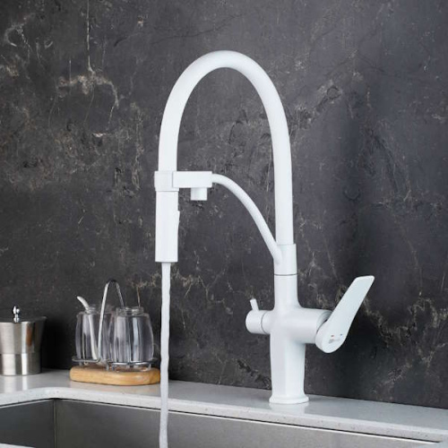 Смеситель для кухни Lemark BRONX LM3761MW белый матовый фото 2 смеситель для кухни lemark bronx lm3761mw белый матовый фото 2