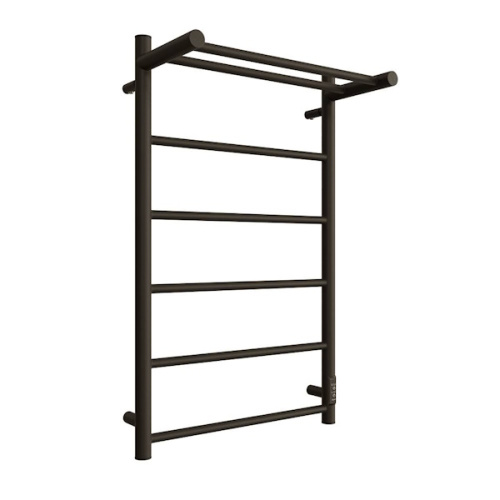 полотенцесушитель stout электрический jazz round 80*50 черный матовый с полкой  фото 2