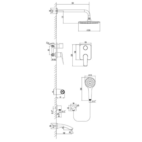встраиваемая душевая система lemark bronx lm3722bl черный фото 2