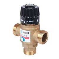 термостатический смесительный клапан для отопления и гвс stout  3/4" нр 35-60°с kv 1,6