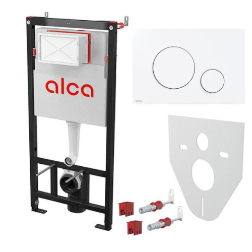 Инсталляция для унитаза Alcaplast Set 4v1 c белой кнопкой M670-0001 инсталляция для унитаза alcaplast set 4v1 c белой кнопкой m670-0001