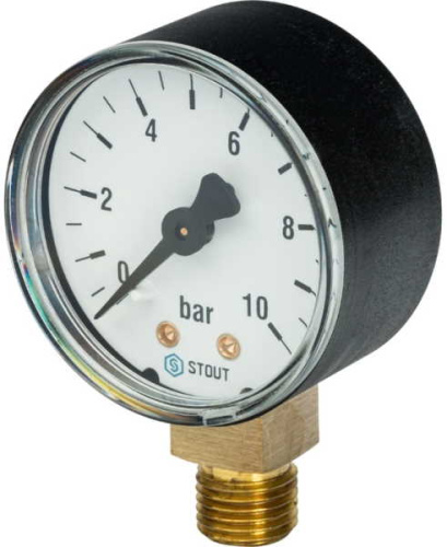 манометр радиальный stout корпус dn 50 мм 1/4" 0-10 бар
