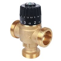 термостатический смесительный клапан для отопления и гвс stout 3/4" нр 30-65°с kv 1,8