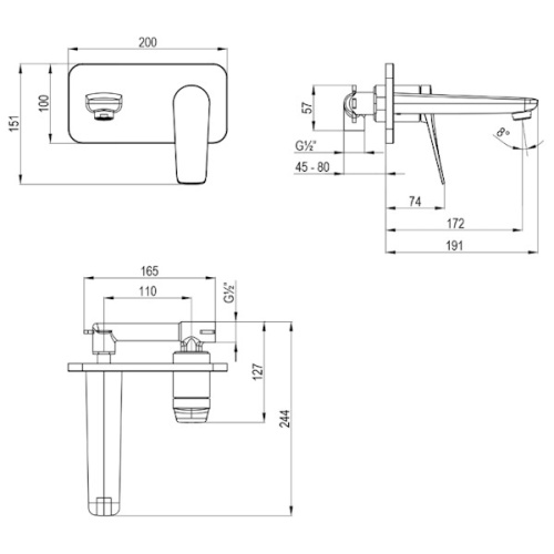 смеситель встраиваемый для раковины lemark bronx lm3726gm графит фото 3
