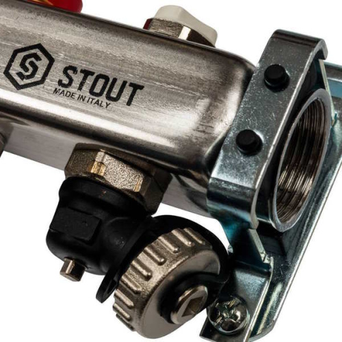 коллектор stout нержавейка без расходомеров слив/вып. воздуха 8 выходов фото 4