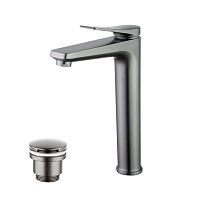 смеситель высокий для накладной раковины lemark bronx lm3709gm графит