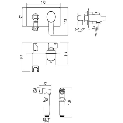 смеситель встраиваемый с гигиеническим душем lemark atlantiss lm3259c хром фото 3