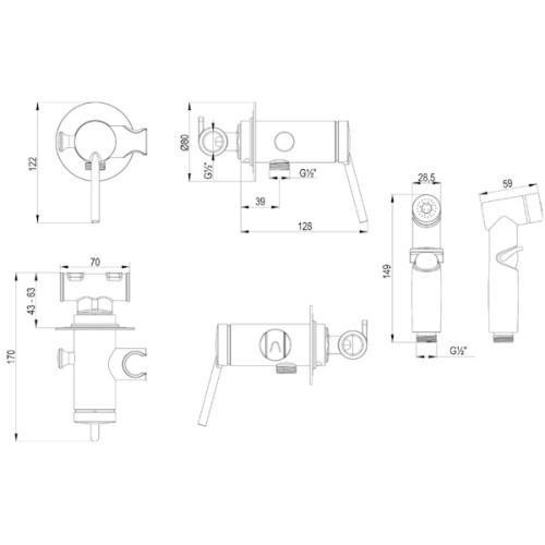 Смеситель встраиваемый с гигиеническим душем Lemark MINIMA LM3819C хром фото 2 смеситель встраиваемый с гигиеническим душем lemark minima lm3819c хром фото 2